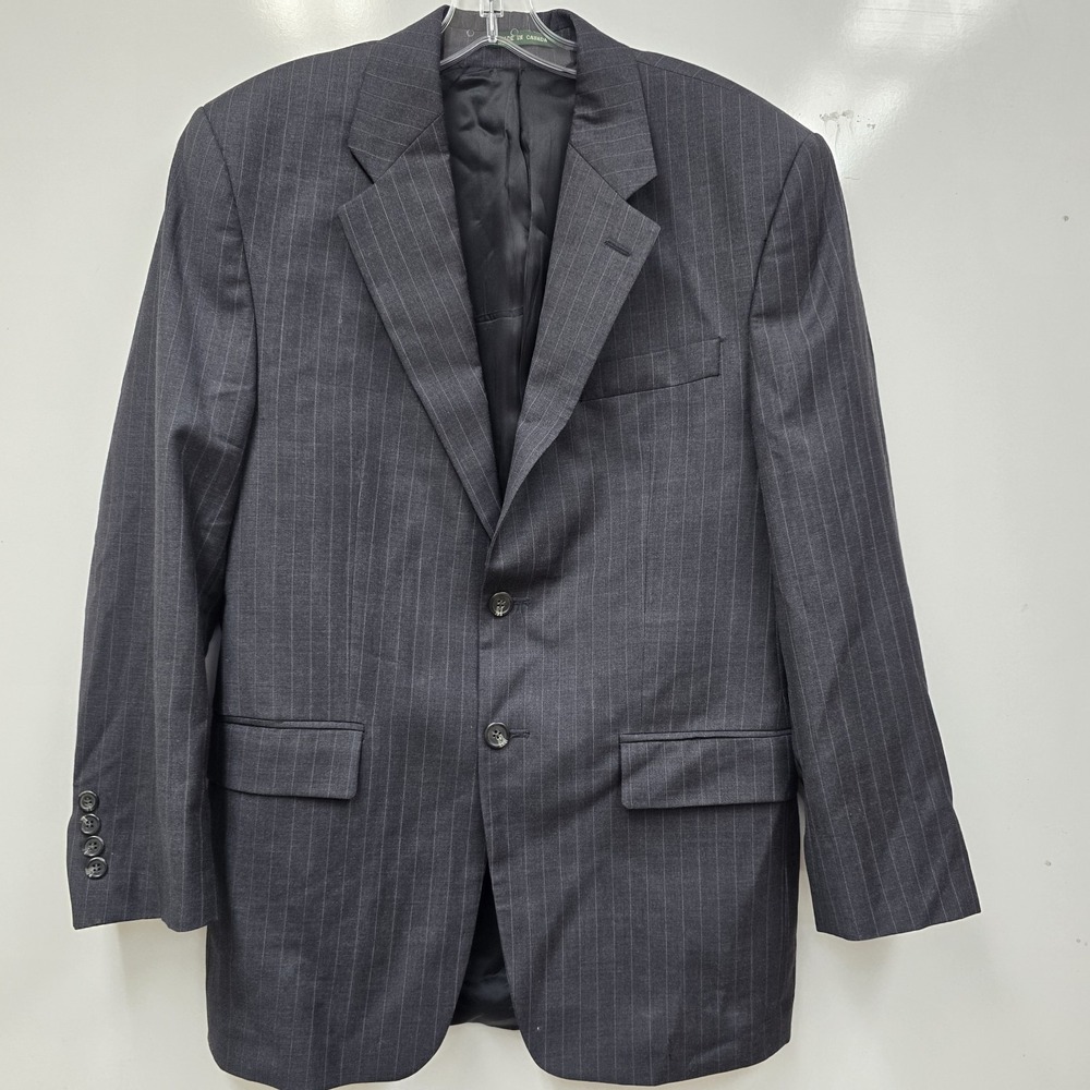 Lauren  Ralph Lauren Wool Blazer Sport Jacket 48 R Gray Striped Made‎ In Canada